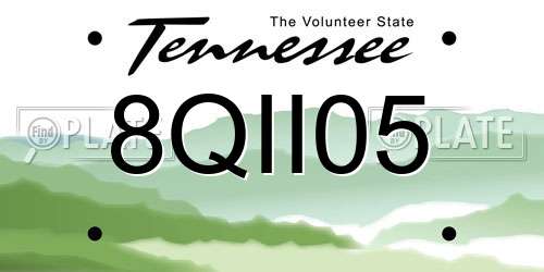 8QII05 Tennessee License Plate