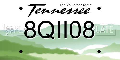 8QII08 Tennessee License Plate
