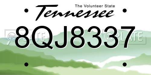 8QJ8337 Tennessee License Plate