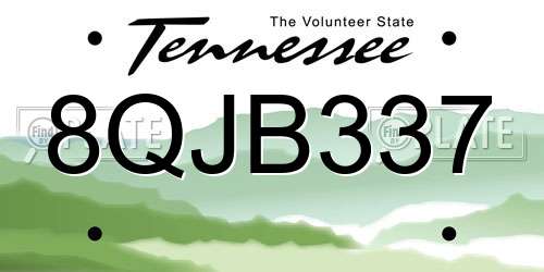8QJB337 Tennessee License Plate