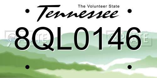 8QL0146 Tennessee License Plate