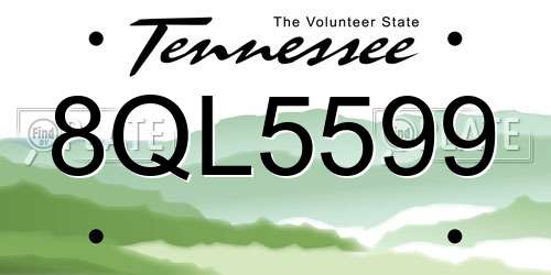 8QL5599 Tennessee License Plate