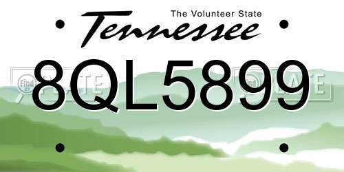 8QL5899 Tennessee License Plate