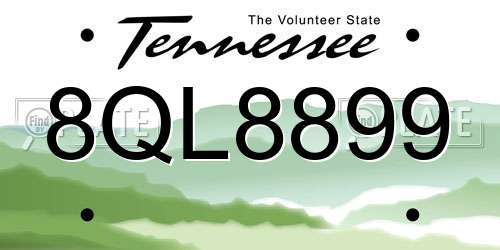 8QL8899 Tennessee License Plate
