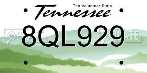 8QL929 Tennessee License Plate