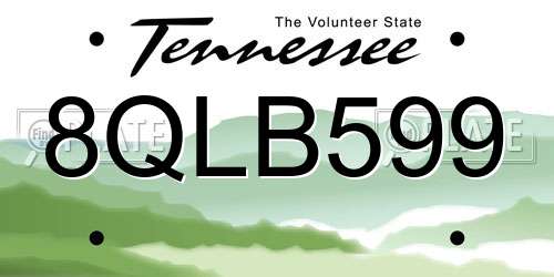 8QLB599 Tennessee License Plate