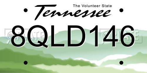 8QLD146 Tennessee License Plate