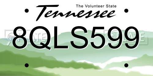 8QLS599 Tennessee License Plate