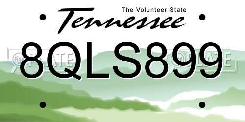 8QLS899 Tennessee License Plate