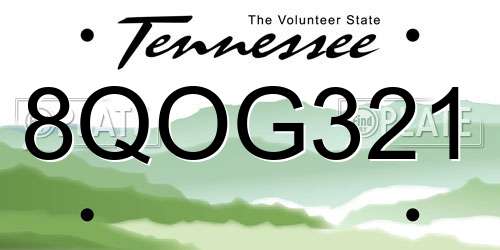 8QOG321 Tennessee License Plate