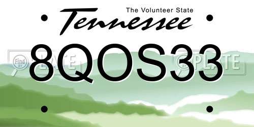8QOS33 Tennessee License Plate