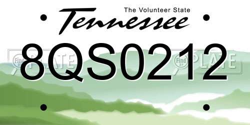 8QS0212 Tennessee License Plate