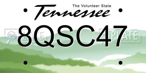 8QSC47 Tennessee License Plate