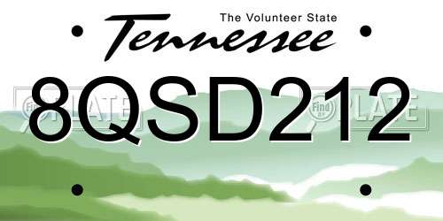 8QSD212 Tennessee License Plate
