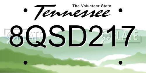 8QSD217 Tennessee License Plate