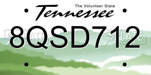 8QSD712 Tennessee License Plate