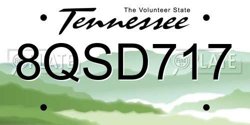 8QSD717 Tennessee License Plate