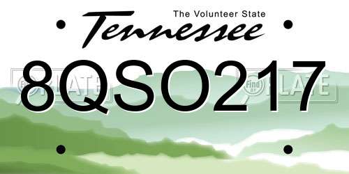 8QSO217 Tennessee License Plate