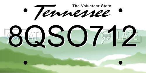 8QSO712 Tennessee License Plate