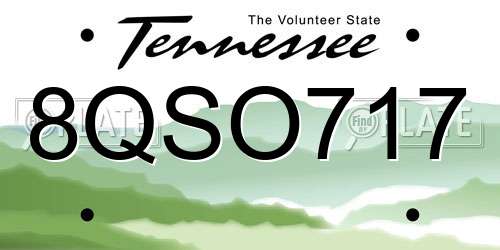 8QSO717 Tennessee License Plate