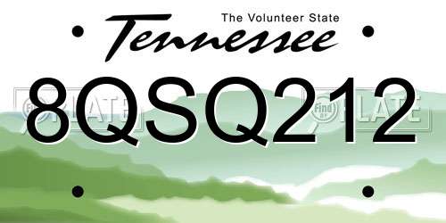 8QSQ212 Tennessee License Plate