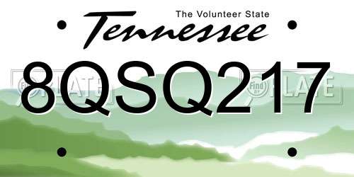 8QSQ217 Tennessee License Plate