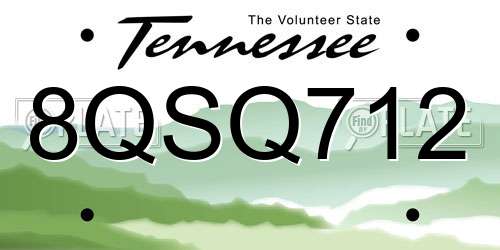 8QSQ712 Tennessee License Plate