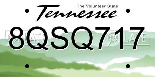 8QSQ717 Tennessee License Plate
