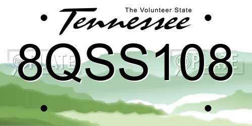 8QSS108 Tennessee License Plate