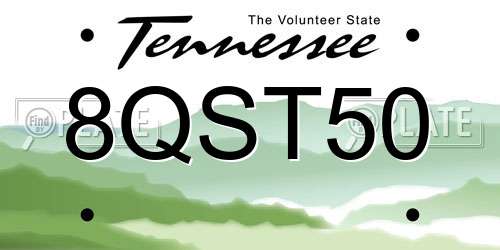 8QST50 Tennessee License Plate
