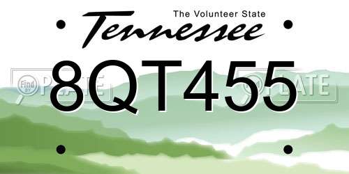 8QT455 Tennessee License Plate