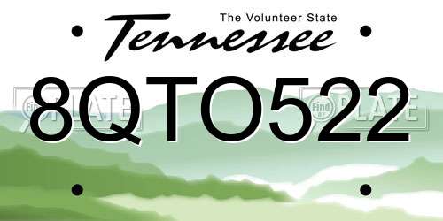 8QTO522 Tennessee License Plate