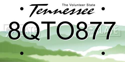 8QTO877 Tennessee License Plate