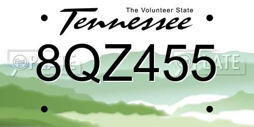 8QZ455 Tennessee License Plate
