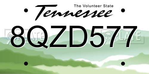 8QZD577 Tennessee License Plate