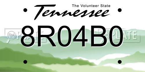 8R04B0 Tennessee License Plate