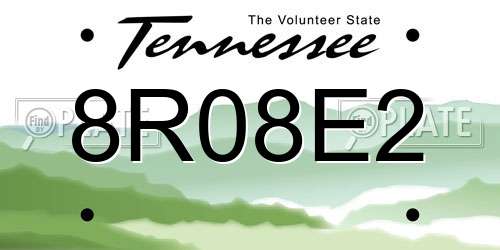 8R08E2 Tennessee License Plate