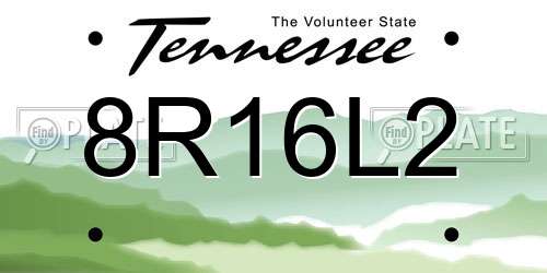8R16L2 Tennessee License Plate