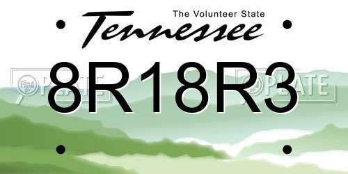 8R18R3 Tennessee License Plate