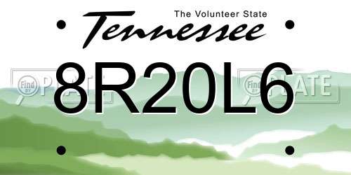 8R20L6 Tennessee License Plate