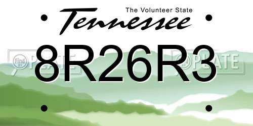 8R26R3 Tennessee License Plate