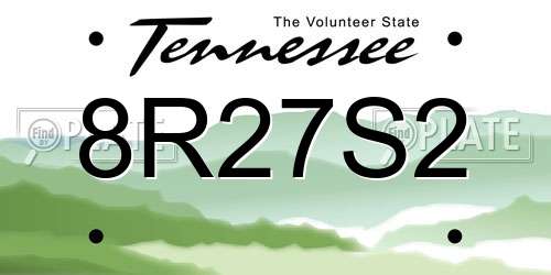 8R27S2 Tennessee License Plate
