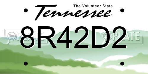8R42D2 Tennessee License Plate