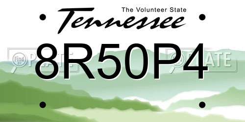 8R50P4 Tennessee License Plate