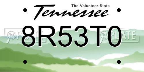 8R53T0 Tennessee License Plate