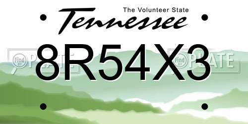 8R54X3 Tennessee License Plate