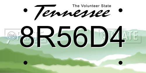 8R56D4 Tennessee License Plate