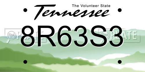 8R63S3 Tennessee License Plate