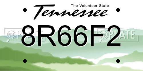 8R66F2 Tennessee License Plate