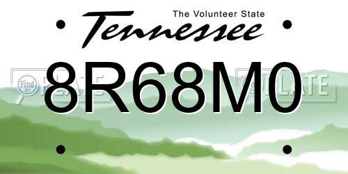8R68M0 Tennessee License Plate